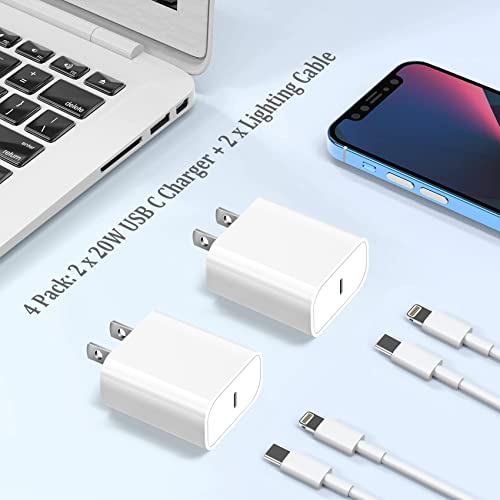 Iphone Charger,[Apple Mfi Certified ] 2 Pack 20W Pd Type C Wall Charger With 2 Pack 6Ft Usb-C To Lightning Cables Iphone Fast Charger Compatible With Iphone 14 14 Pro 13 13Pro 12 12 Pro 11 #TOP2