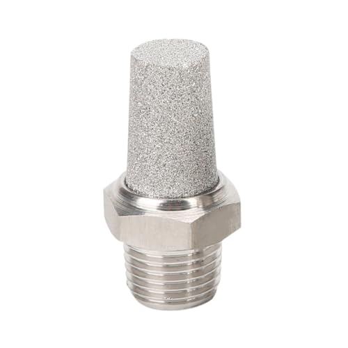 3/8 inch Stainless Steel Pneumatic Air Muffler, High Sealing Performance, Sintered Filtration Silencer for Noise Reduction, for Industrial Equipment, Compressed Air Systems, and Automotive Exhaust