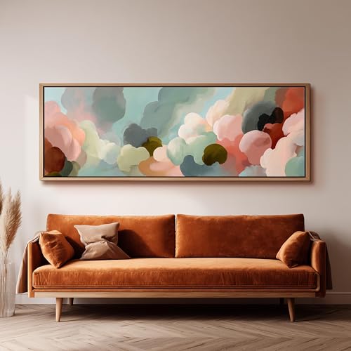 Peinture abstraite aux tons doux pour habiller le dessus de lit de votre chambre