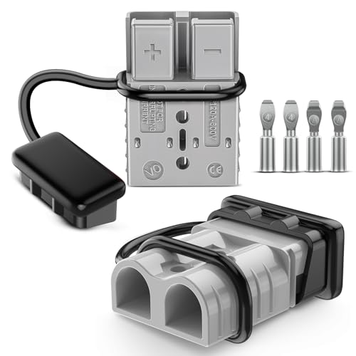 Nilight Anderson Connector 120AMP 4AWG Anderson Plug 12V-36V Battery Quick Connect/Disconnect Wire Harness Plugs Connectors Kit for 4 Gauge Cables Car Marine ATV Trailer Towing Winch Motor 2 Pack Grey