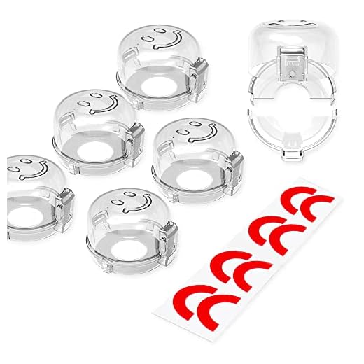 Stove Knob Covers(5 Pack) ACM Adhesive 1.26 in Diameter Inner Ring Child Proof Clear View Safety Gas Knob Covers