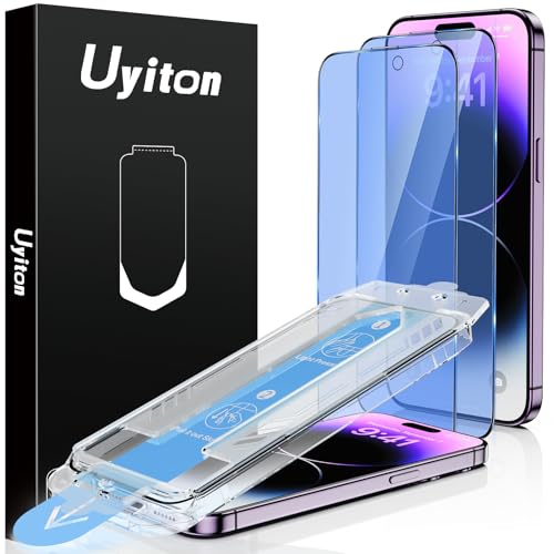 Uyiton Anti-Blue Light for iPhone 14 Pro Max Screen Protector - Unbreak-Glass Full Coverage Case Friendly Scratch Resistance 9H Tempered Glass Screen Protector for 14 Pro Max 2 Pack