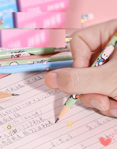 Image of 24 pcs Pencil and Pack of 2 Cutest Unicorn Eraser for Kids, Stationary Set, Rubber Eraser, Kawaii Erasers, Fancy Erasers for Birthday Return Gift (Pencil + Unicorn)