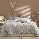 Ivellow Linen Duvet Cover Set 100% Washed French Flax Pure Linen Duvet Covers California King Soft N