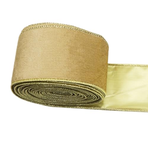 Fita de Natal grossa dourada com fio de 9 m, fita dourada para embrulhar presentes, 63 mm de largura, fitas de veludo para artesanato, decorações de árvore de Natal, presentes de festa
