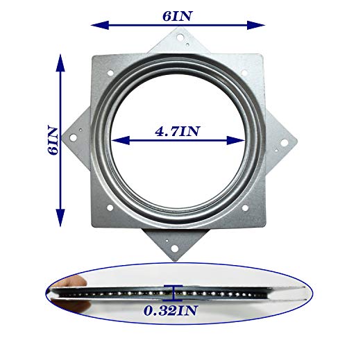 6Inch Lazy Susan Hardware, 6Pack Square Rotating Bearing Plate, 500lbs Capacity Lazy Susan Turntable Bearing for for Serving Trays, Kitchen Storage Racks, Craft Table, Zinc Plated Steel Swivel Plate - Thumbnail 2