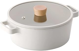 Neoflam FIKA 2.7QT Ivory IH Stock Pot with Glass Lid, Impact Induction Heating (22cm / 8.7")