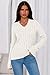 PRETTYGARDEN V Neck Cable Knit Sweaters for Women 2025 Long Sleeve Ribbed Fitted Pullover Tops Business Casual Fall Outfits(White,Medium)