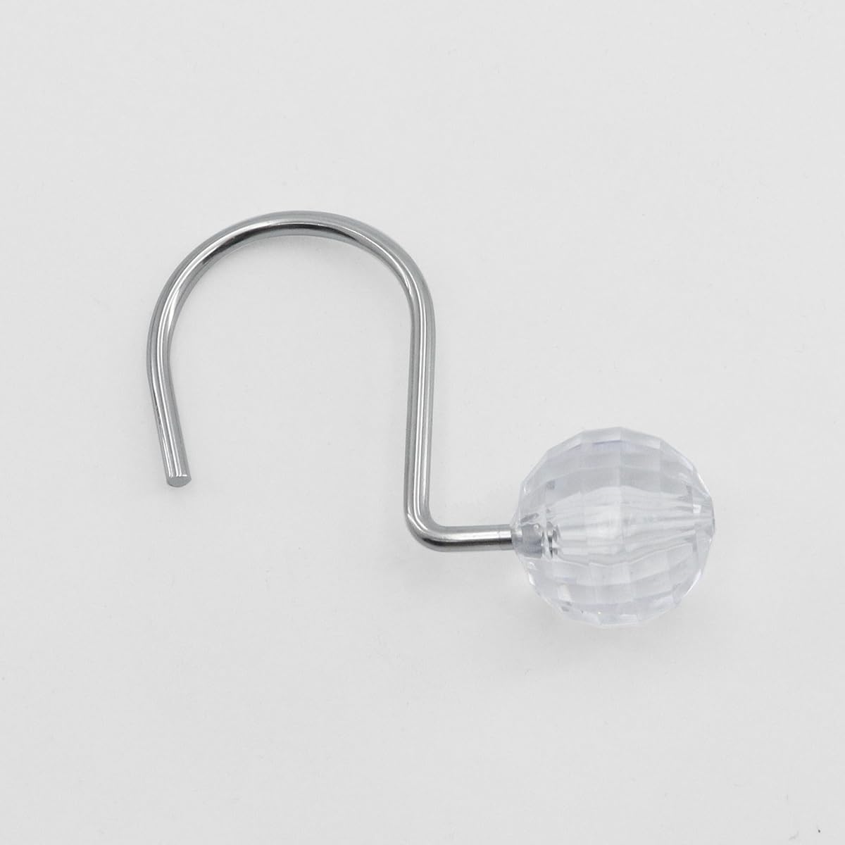 J&V TEXTILES Shower Curtain Hooks Rings, Rust Resistant Metal Double Glide Shower Hooks Rings for Bathroom Shower Rods Curtains, Set of 12 Hooks (Crystal Clear Sphere) image 3