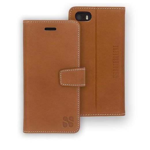 SafeSleeve EMF Protection Anti Radiation iPhone Case: iPhone 8, iPhone 7, iPhone 6 & iPhone SE 2 (2020) ELF, RFID Card Holder Wallet, Adjustable Stand, for Women & Men (Leather)