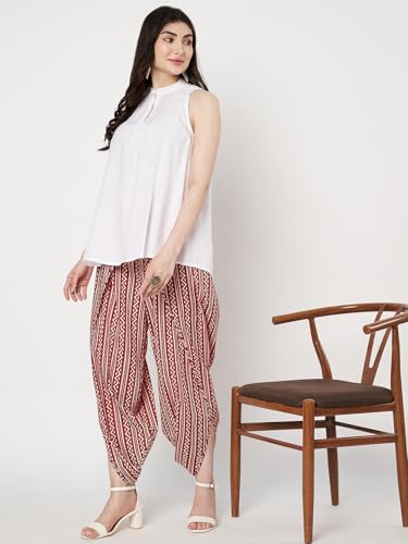 Image of 9rasa Women's Cotton Solid Harem Dhoti Pants for Casual FusionWear Workwear
