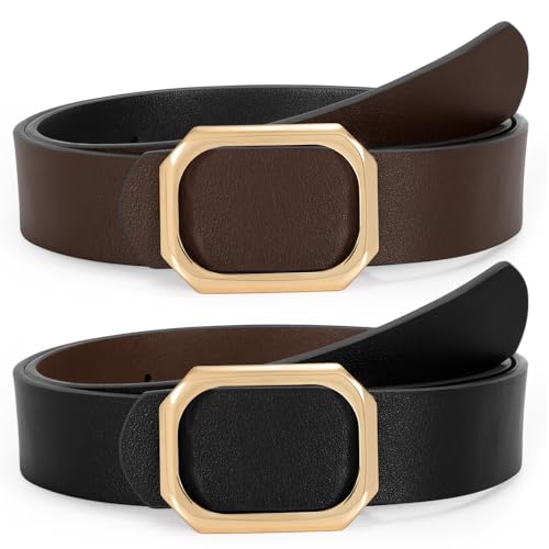 SUOSDEY Women Reversible Leather Belt for Jeans Pants Dresses Ladies Waist Belt, 1.3