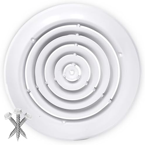 10 Round Ceiling Diffuser - Easy Air Flow - HVAC Duct [White] : Amazon ...