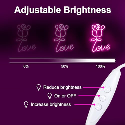 Image of Love Neon Sign, Rose Flower LED Light，For Lovers Gift Photography Background Light Engagement Party Gift Nightlight Love and Rose, Wedding Decoration, 15.7 inchx11.4 inch