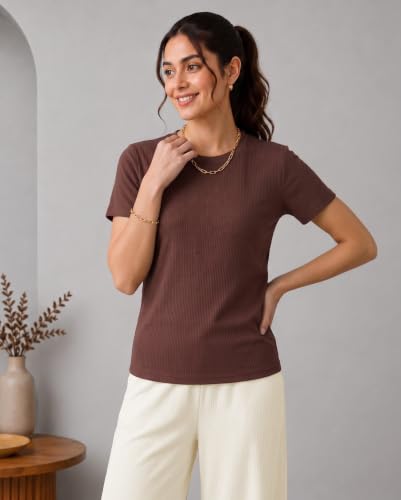 Image of TOPLOT Korean Night Suit for Women| Round Neck Half Sleeve | Full Pyjama Set |Comfortable Nightwear, Loungewear, Sleepwear for Womens (5274)