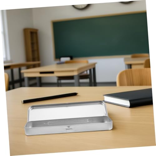 Boîte à stylos rectangulaire en métal x8 avec couvercle à charnière