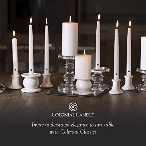 Image of Colonial Candle Unscented Taper Candle, Classic Collection, Evergreen, 12 in, Pack of 12 - Up to 10 Hours Burn