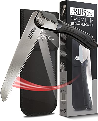 KLRStec Premium Sierra plegable - Robusta sierra de ramas con mecanismo de bloqueo de seguridad de acero inoxidable al carbono [SK5]