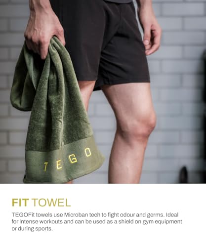 Image of TEGO Fit Anti-Microbial Gym Towel | 600 GSM | Ringspun Cotton | Odour-Free, Super-Absorbent | for Gym, Sports & Equipment Protection | 30x16 inch | Hygiene Control