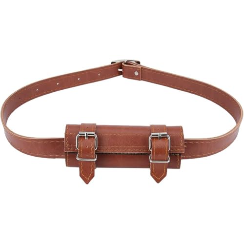 Image of GORGECRAFT Medieval Sword Dagger Frog Holster Adjustable Leather Sword Belt Viking Rapier Scabbard Holder Two-Buckle Waist PU Leather Sheath Clip Ring Carry Case for Halloween Assassin, Saddle Brown