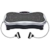 Real Relax Mini Vibration Plate Exercise Machine Full Whole Body Workout Home Massager and Fitness Platform Weight Loss & Toning, with Resistance Band，Remote Control and Support 330Ibs，Silver