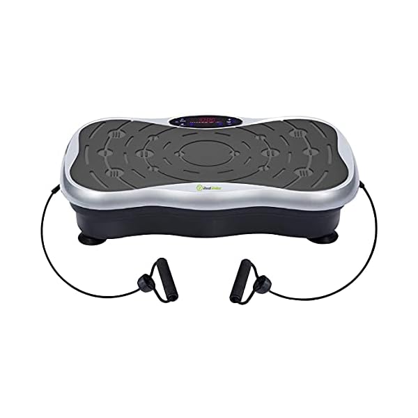 Real Relax Mini Vibration Plate Exercise Machine Full Whole Body Workout Home Massager and Fitness Platform Weight Loss & Toning, with Resistance Band，Remote Control and Support 330Ibs，Silver