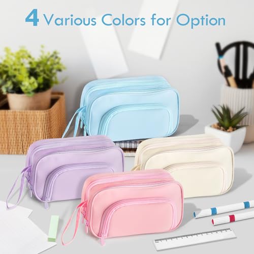 Image of Large Capacity Pencil Case with Pull-out Structure - Multifunctional Extra Big Pencil Pouch Pen bag, Portable Stationery Organizer with Zipper, Office School Supplies for Teen Boys Girls, Blue