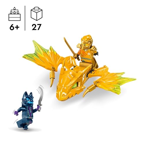 NINJAGO Attacco del Rising Dragon di Arin, Giochi d'Azione per Bambini e Bambine da 6 Anni in su, Action Figure di Drago Giocattolo da Costruire con 2 Minifigure e Spade Ninja 71803 - Lego - Immagine 2