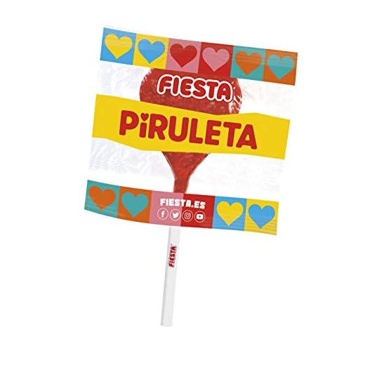 FIESTA Mega Piruleta Estuche con Caramelo con Palo en Forma de Corazón Sabor Cereza - Contiene 17 unidades