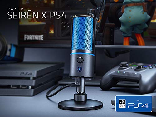 Seiren X per PlayStation - USB Microfono a Condensatore da Streaming (Compatibile con PS4, PS5 e PC, Monitoraggio a Latenza Zero, Supporto Ammortizzato Integrato) Nero/Blu - Microfono streaming - Immagine 5