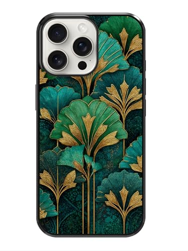 Coque iPhone 15 Pro Max ginkgo vert et or chic en TPU