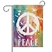Dyrenson Colorful Peace Symbol Decorative Garden Flag, Watercolor Dove Birds Yard Outside Home Decoration, Hippie Burlap Outdoor Small Decor Double Sided 12 x 18