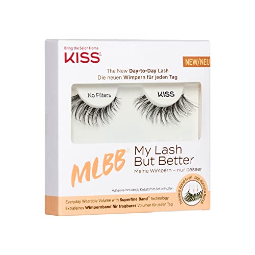 Image of KISS MLBB My Lash But Better False Eyelashes, Everyday Wearable Volume with Superfine Band Technology, Easy To Apply, Reusable, Cruelty-Free, Contact Lens Friendly, Style 'No Filters', 1 Pair