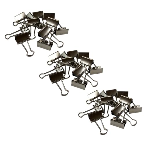 メタルダブルクリップ 中型 シルバー 銀色 書類整理 事務用品 オフィス 学校 勉強 書類まとめ クリップ スチール製 12個入り 幅2.5cm (13組/36個)