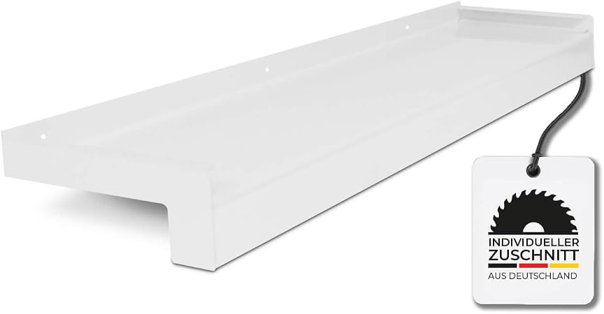 Fensterbank Außen Weiß Tiefe 280mm Aluminium / inkl. Abschlüsse für Putz-Mauerwerk