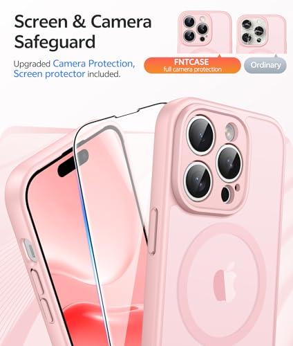 Image of FNTCASE for iPhone 14 Pro Case: [Compatible with Magsafe] Translucent Matte Cases with [Full Camera Protection] [Screen Protector] Military Grade Shockproof Protective Phone Cover - Light Pink