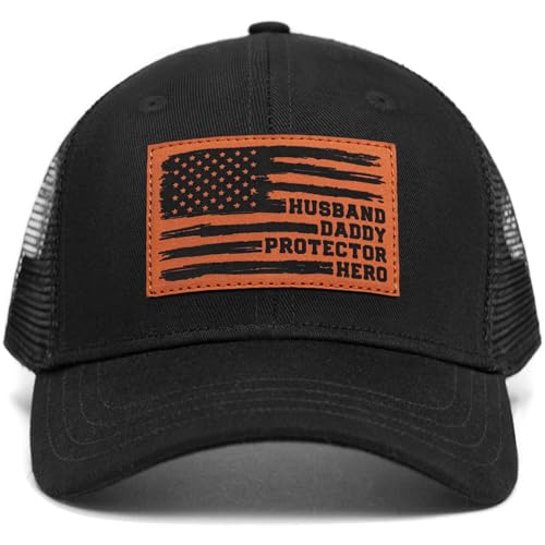 Image of Fathers Day Dad Papa Gifts from Daughter Son Wife, Unique Men's Hat for Dad Grandpa Husband, Leather Pattern Baseball Cap