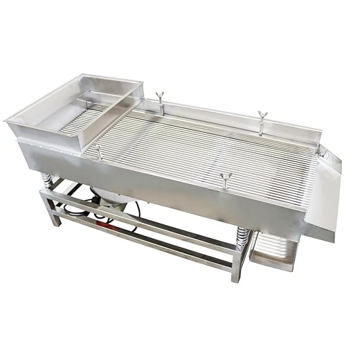 LGXEnzhuo JG40-95 Full Linear Vibrating Screen with one 6mm Long Bar Sieve Screen 110V 80W Dual Motor Stainless Steel