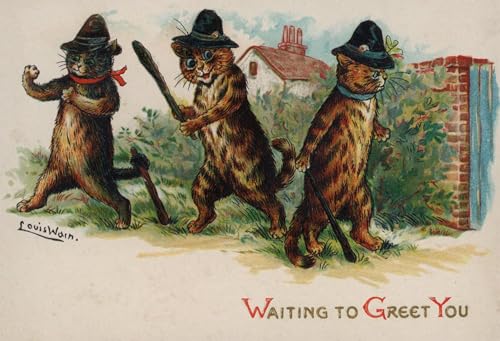 Toile Trois chats vous attendent Louis Wain, affiche d'art pour une décoration de bureau inspirante