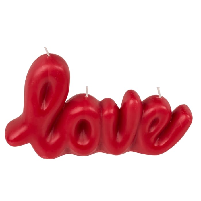 BLUECHOLON Love candle with 3 wicks. Decorative Love Candles. Red Romantic Candle. Valentine's Day Candle in Love