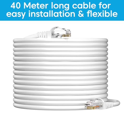 Image of Sounce Cat6 Ethernet Cable 40 Meter - High-Speed 550MHz / 10 Gigabit LAN Network Cable with RJ45 Connectors | Durable Patch Cord for Internet, Modem, Router, Computer & Office Devices (White)