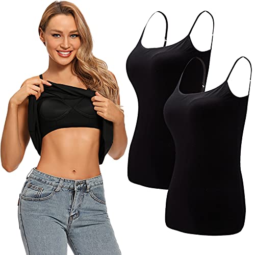 Ibeauti Womens Camisoles Tops with Built in Padded Bra Basic Breathable Tank Top