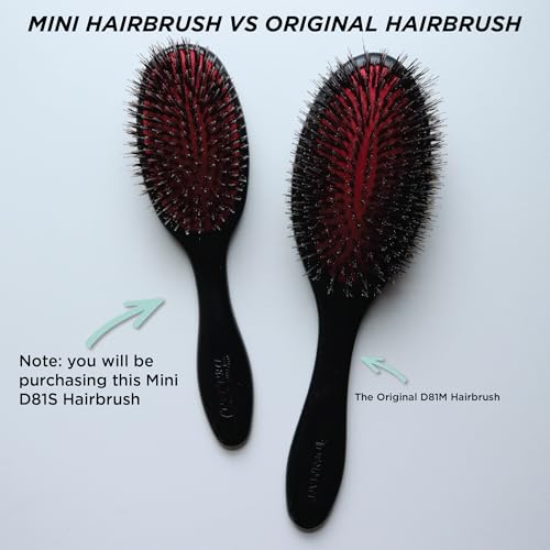 Denman Cushion Hair Brush (Small) with Soft Nylon Quill Boar Bristles - Porcupine Style for Grooming, Detangling, Straightening, Blowdrying and Refreshing Hair – Black, P081S