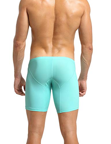 SEOBEAN Mens Nylon Low Rise Elastic Long Boxer Briefs Underwear 102022