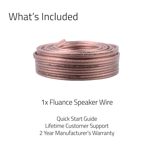 Fluance 12AWG 50ft Speaker Wire, Oxygen-Free Copper Cable, for Hi-Fi Set-up, Home Theaters, Bookshelf or Floor-Standing Speakers