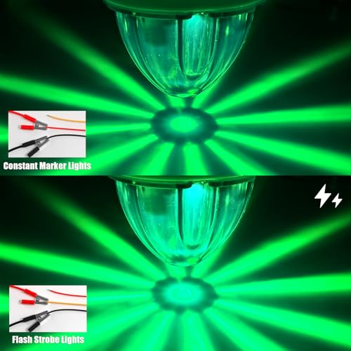 BJZ 6Pcs Green Watermelon LED Strobe+Constant Marker Lights Dual Function Watermelon-Shaped Side Marker Clearance Tail Top Cap Roof Lights for Trailer Truck Semi-Trailer Heavy-Duty Truck Bus Van by BJZ - Image 2