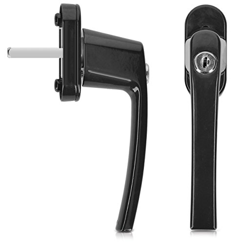 kwmobile Fenstergriff Aluminium abschließbar 4X - Kindersicherung Fenstersicherung mit Schloss in Stiftlänge 35mm - Fensterschloss schwarz RAL 9005