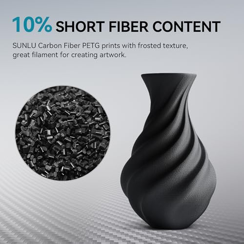 Image of SUNLU Carbon Fiber Filament, PETG-CF 3D Printer Filament 1.75mm, Excellent Mechanical Properties, High Impact Strength, Heat-Resistant, Fit Most FDM Printers, PETG CF 1KG Spool. (Matte Black)