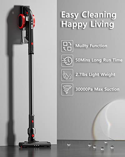 Orfeld Cordless Vacuum Cleaner, 30Kpa Powerful Suction Stick Vacuum, 50Mins Runtime Wireless Handheld Vacuum With 6 In 1 Ultra-Quiet Lightweight Vacuum For Deep Clean Hair, Hard Floor, Carpet, Car #TOP1
