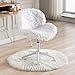 Wahson Chaise de bureau pivotante Chaise réglable en hauteur Chaise de bureau à domicile sans accoudoirs Chaise en fausse fourrure à roulettes (Blanc)